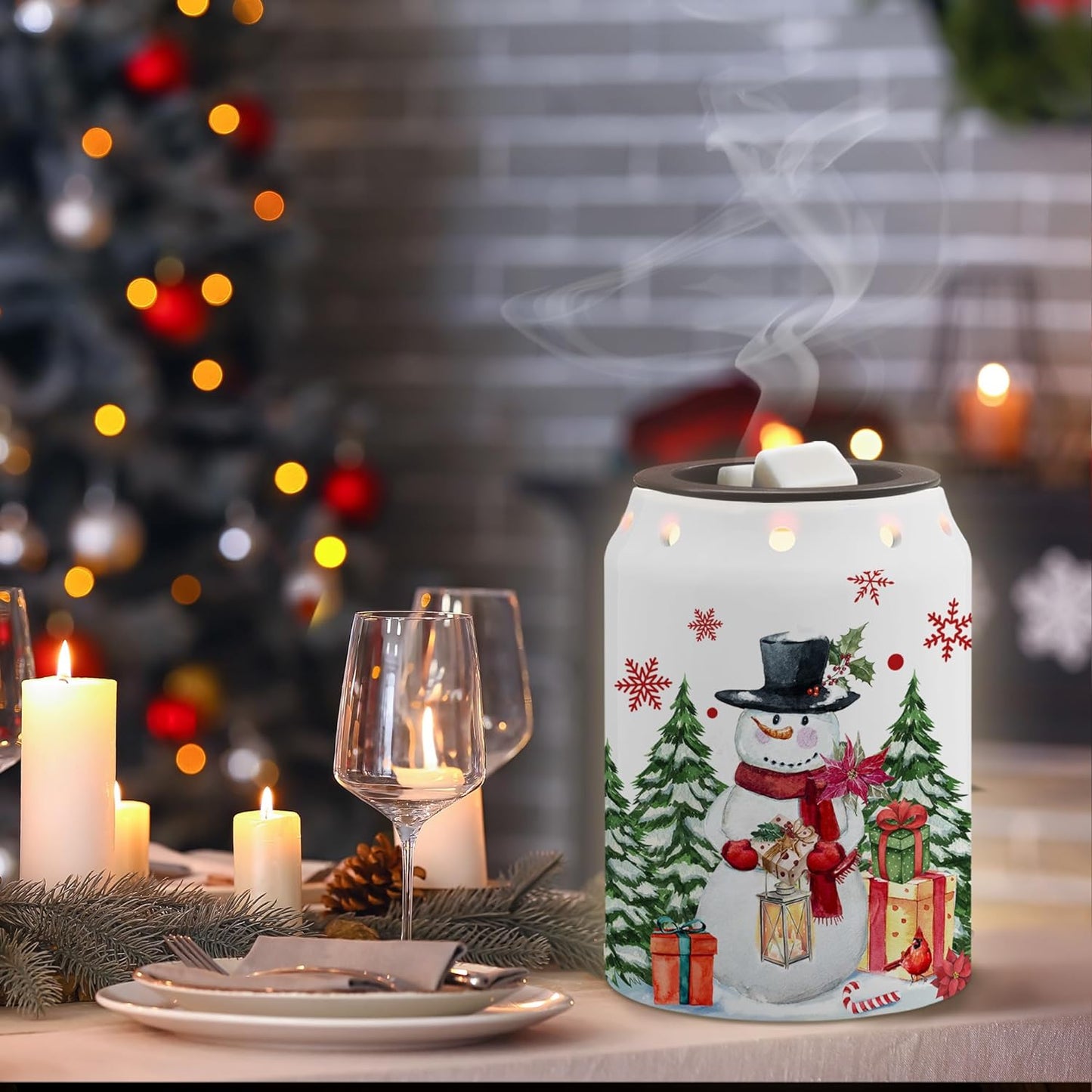 Gnomes Christmas Wax Warmer, Ceramic Wax Melt Warmer for Scented Wax Scent Oil Candle, Electric Scentsy Warmer Christmas Decorations for Living Room Kitchen Bathroom Home, Unique Women Relaxing Gifts