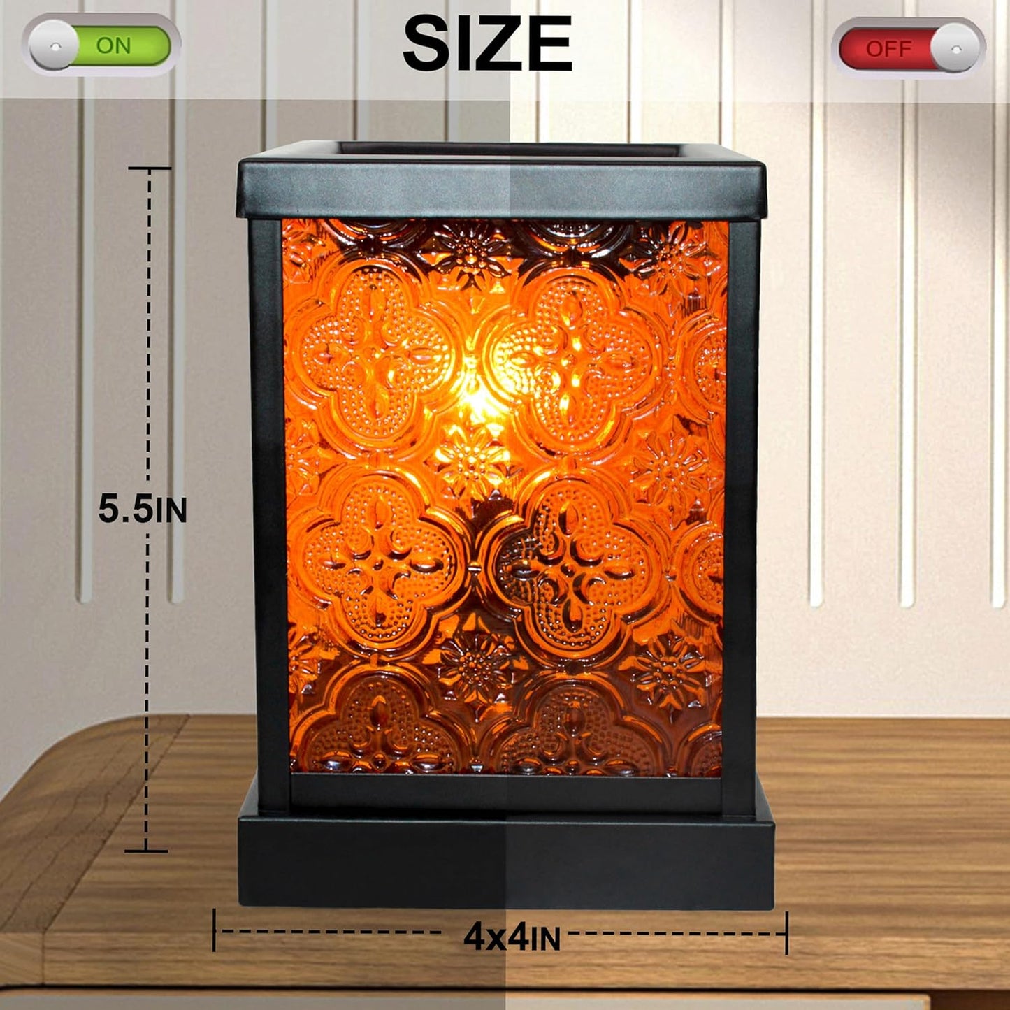 CVHOMEDECO. Moroccan Electric Wax Melt Warmer Decorative Candle Warmer Burner for Scented Candles, Wax Melts and Tarts to Freshen Room, Idea for Home and Office Decor., Hexagonal, Cobalt Glass.