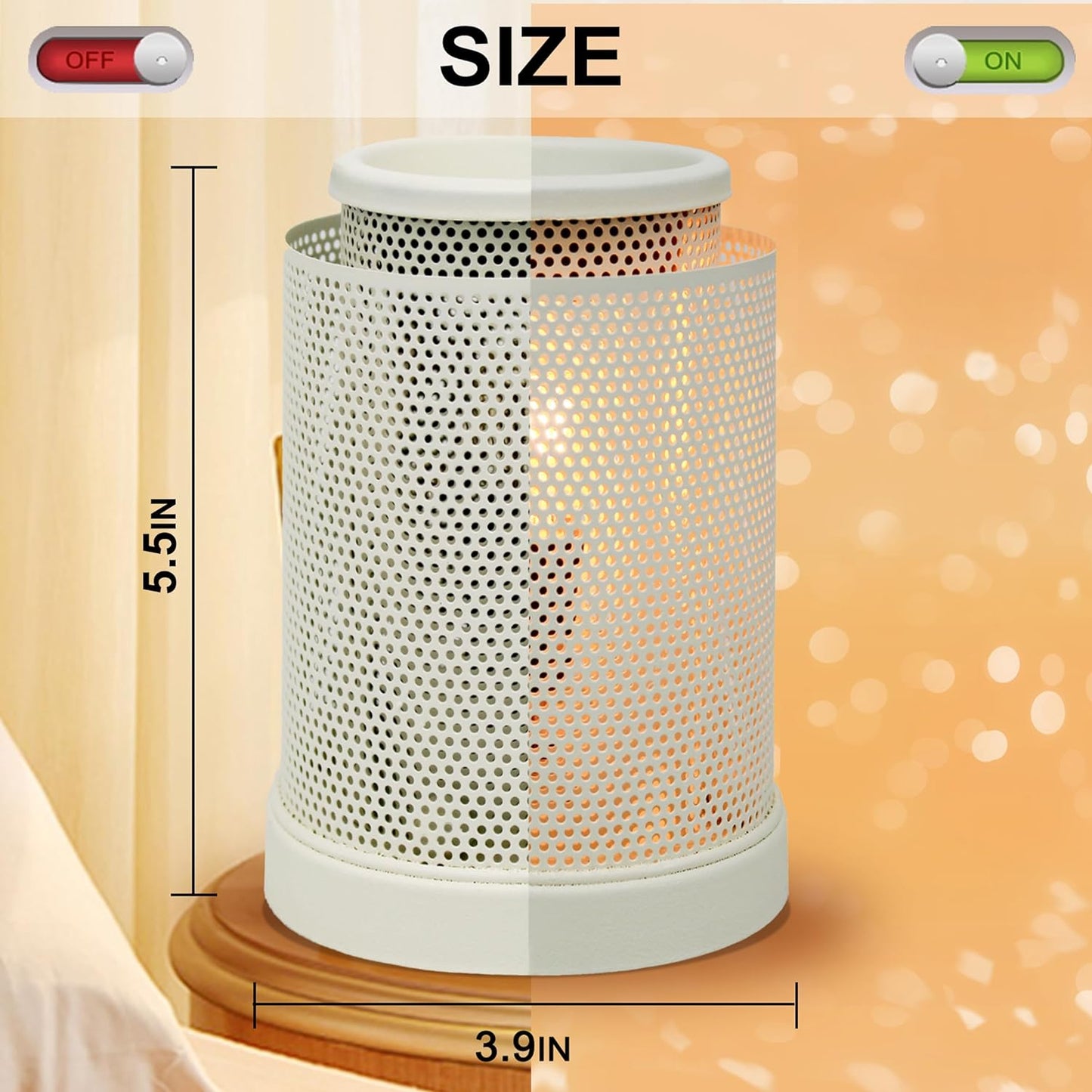 CVHOMEDECO. Electric Wax Melt Warmer Punched Stars Metal Tart Warmer Decorative Candle Warmer Burner for Scented Candles, Wax Melts and Tarts to Freshen Room, Idea for Home/Office Decor., Black