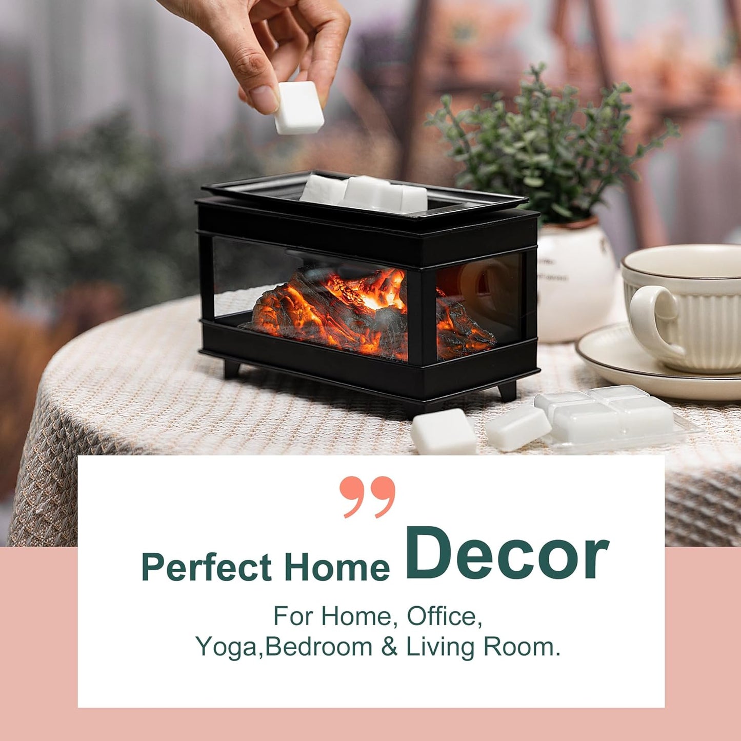 YSong Freestanding Fireplace Wax Warmer,Electric Wax Melt Warmer,Wax Warmer for Scented Wax Melts,Metal Wax Melter,Candle Wax Burner Fragrance Warmer for Home Decor Office,Spa and Aromatherapy