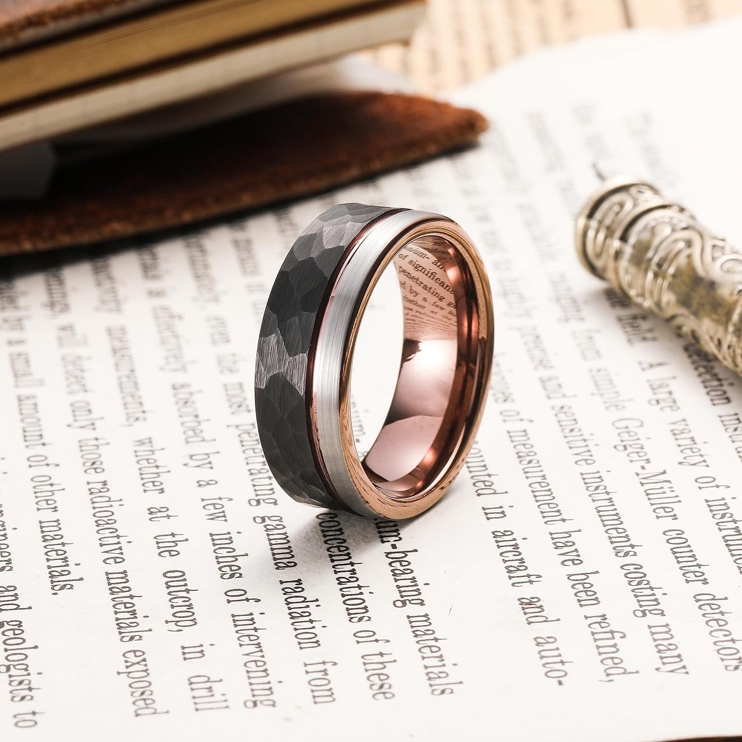 King Will LOOP Mens Women Tungsten Carbide Wedding Band 6mm/8mm Rose Gold Line Ring Black Silver Blue Brushed Gold Groove Tungsten rings Comfort Fit