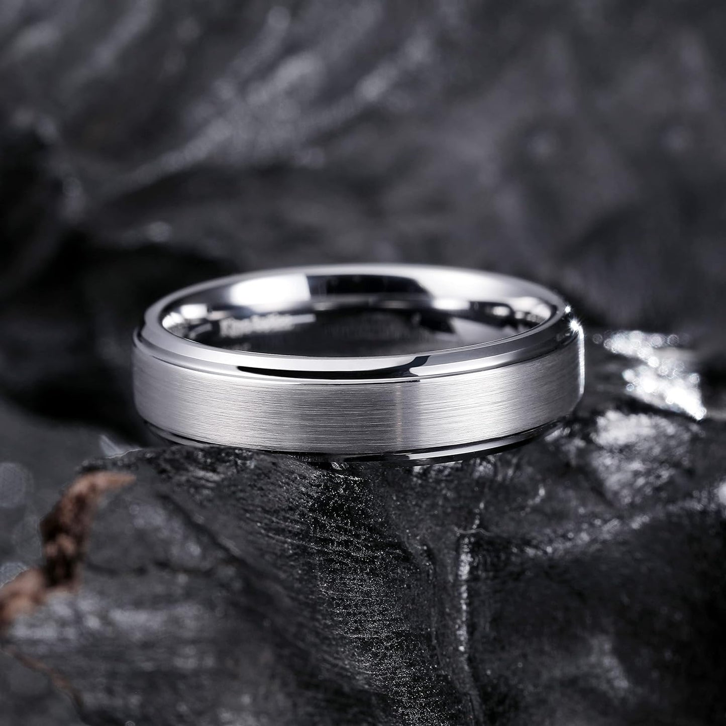 King Will Basic Tungsten Ring for Men 6mm 7mm 8mm 9mm 10mm Silver Blue Tungsten Wedding Band Matte Brushed Finish Comfort Fit