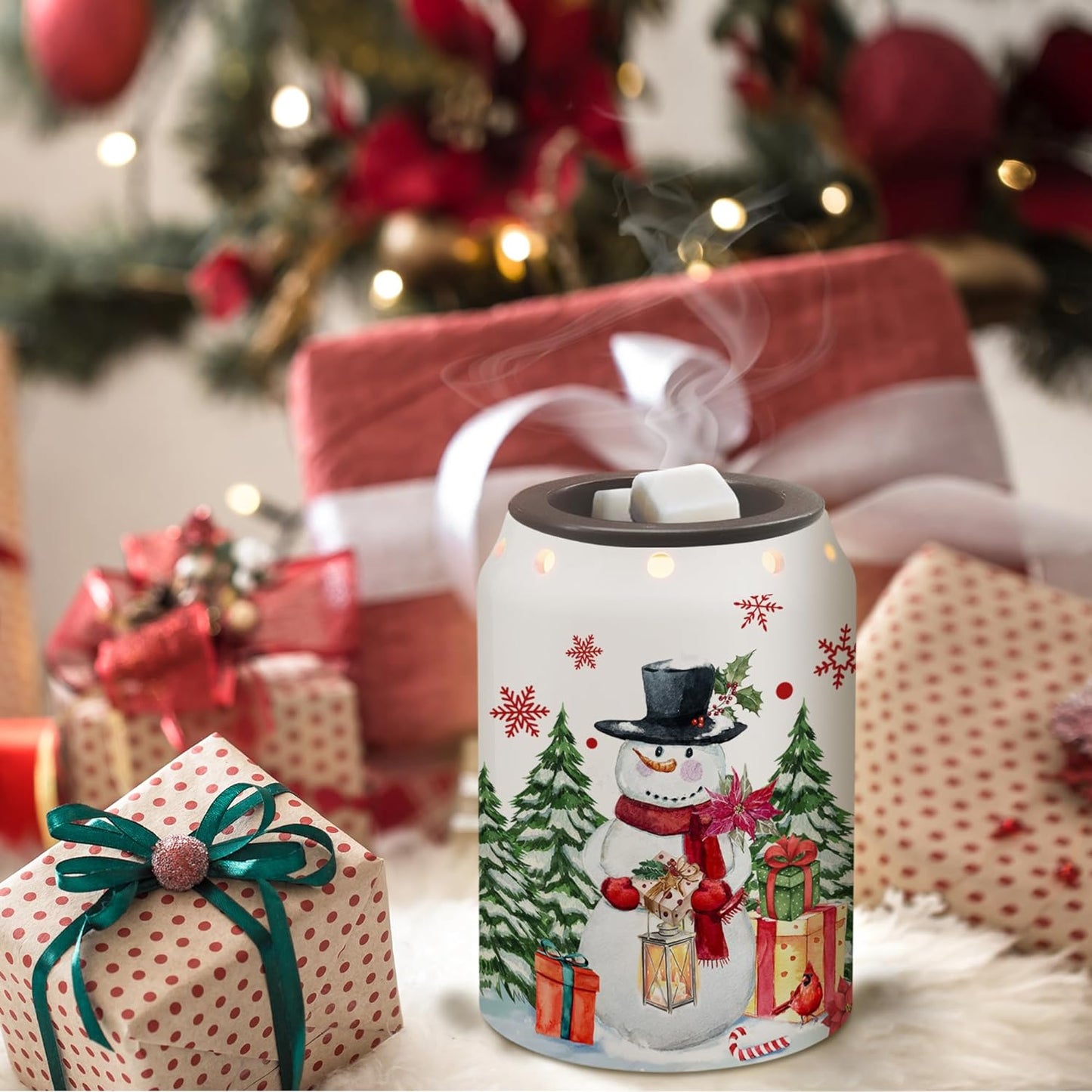 Gnomes Christmas Wax Warmer, Ceramic Wax Melt Warmer for Scented Wax Scent Oil Candle, Electric Scentsy Warmer Christmas Decorations for Living Room Kitchen Bathroom Home, Unique Women Relaxing Gifts