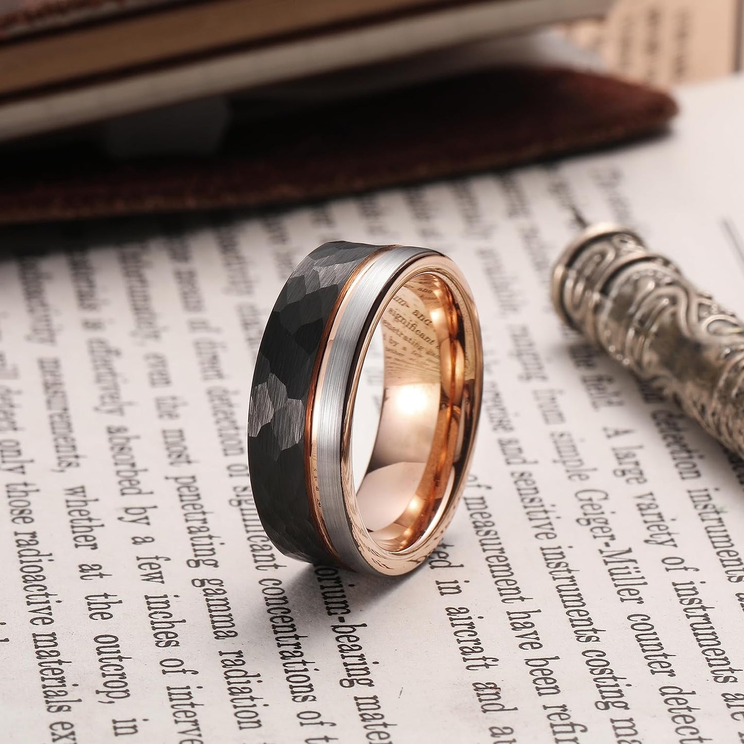 King Will LOOP Mens Women Tungsten Carbide Wedding Band 6mm/8mm Rose Gold Line Ring Black Silver Blue Brushed Gold Groove Tungsten rings Comfort Fit