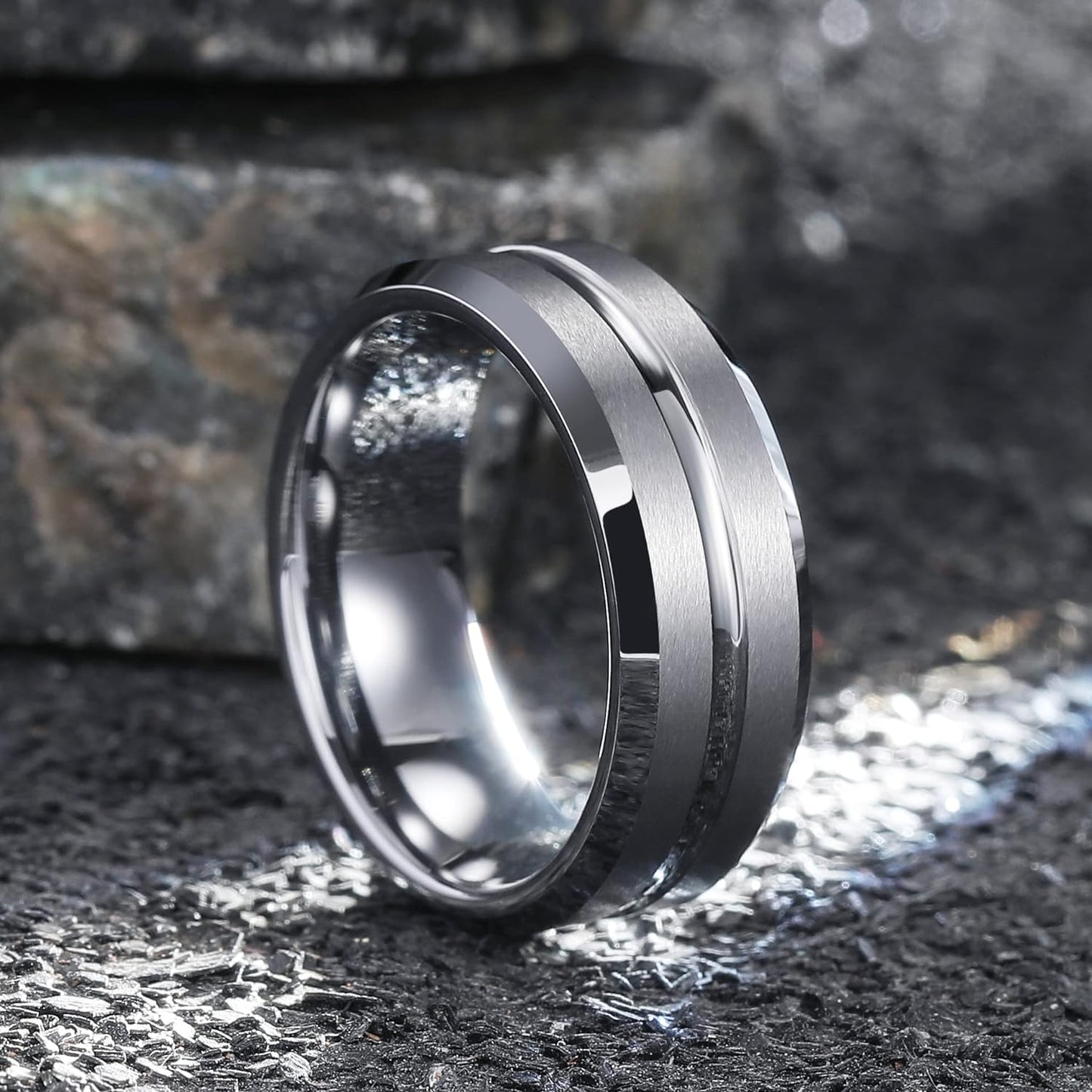King Will Classic Tungsten Carbide Wedding Band Ring for Men - Available in Black, Silver, Gold, Blue, Brown, Red, and Purple Grooved Center Comfort Fit Suitable For Every Day Wear