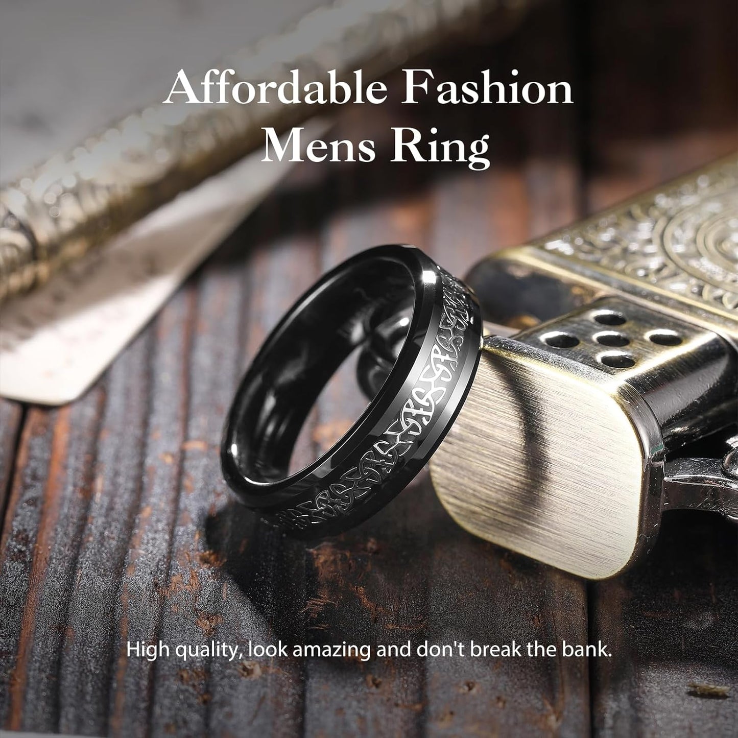 King Will Classic Tungsten Carbide Ring Silver/Black/Red/Green Inlay Celtic Knot 6mm/8mm Wedding Band for Men Engagement Ring Comfort Fit