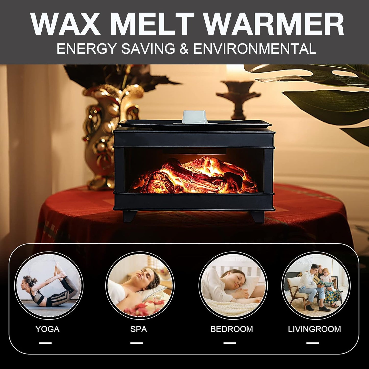 YSong Freestanding Fireplace Wax Warmer,Electric Wax Melt Warmer,Wax Warmer for Scented Wax Melts,Metal Wax Melter,Candle Wax Burner Fragrance Warmer for Home Decor Office,Spa and Aromatherapy