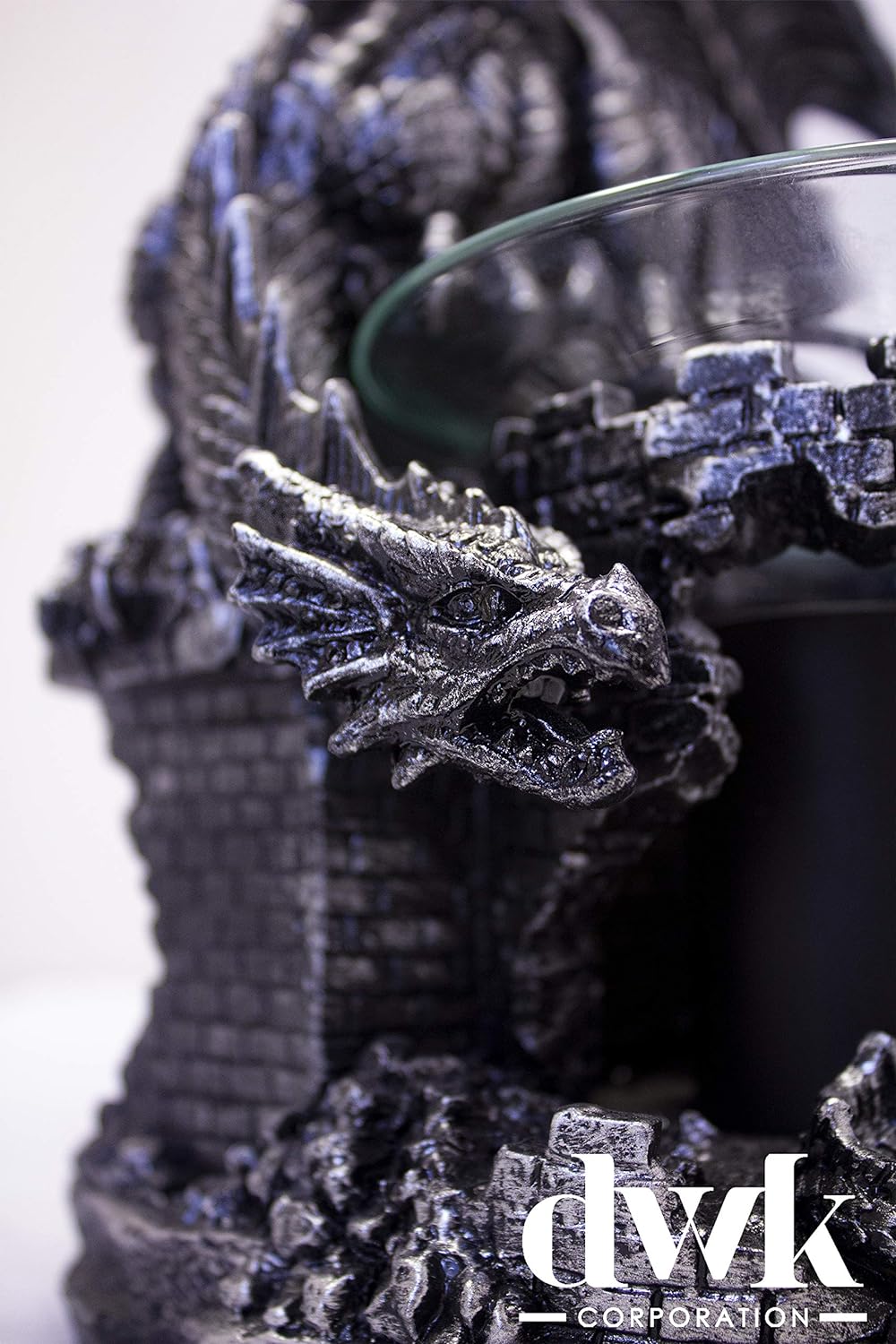 DWK - Fragrance of The Fierce - Mythical Gothic Dragon Castle Guardian Wax Melt Warmer Oil Burner Aromatherapy Lamp Home Decor Accent, Antique Black Pewter Finish, 9-inch