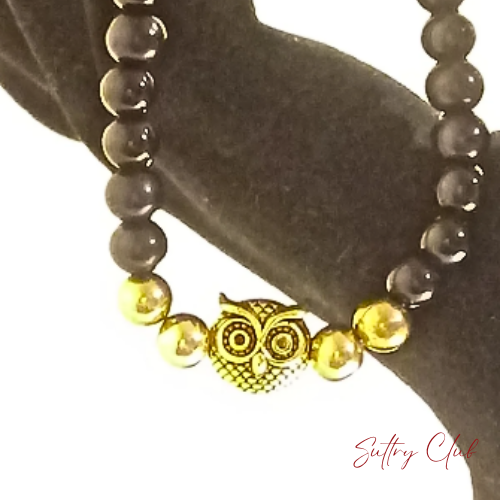 Alpha Owl Hematite And Obsidian Bracelet
