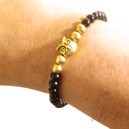Alpha Owl Hematite And Obsidian Bracelet