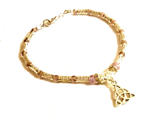 Amethyst And Silver Triquertra Charm Bracelet