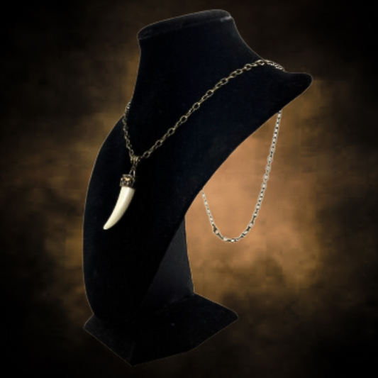 Antique Bronze Enamel Tooth Necklace