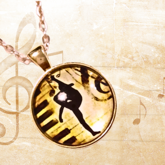 Ballet Glass Cabochon Rose Gold Cabochon Necklace