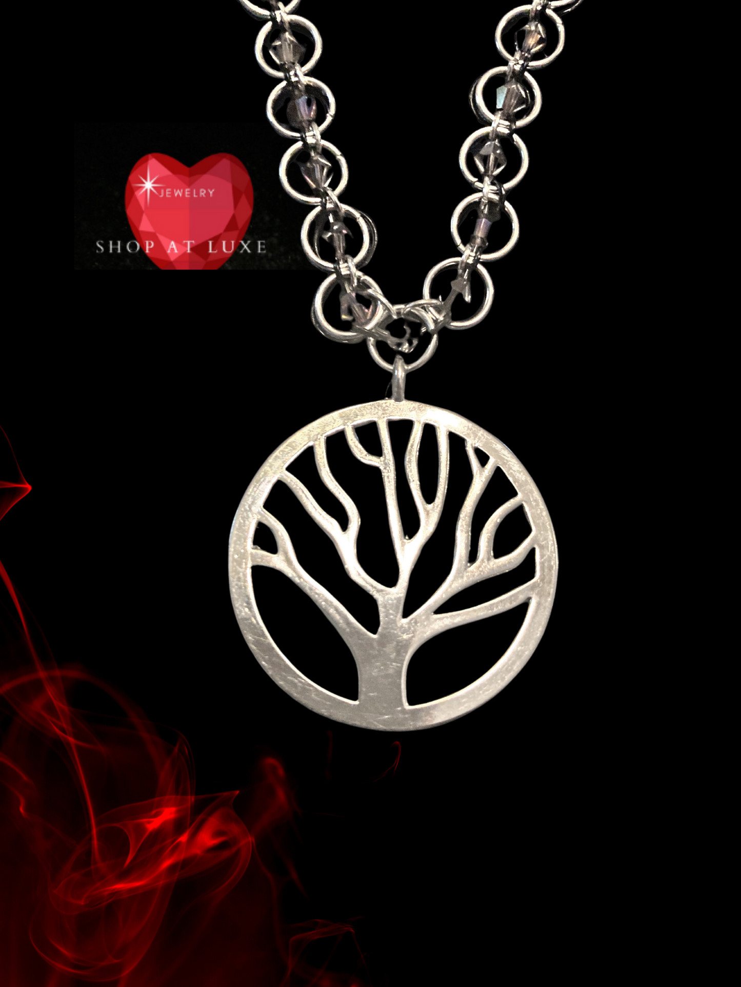Tree of Life Amethyst Beaded Chainmail Necklace