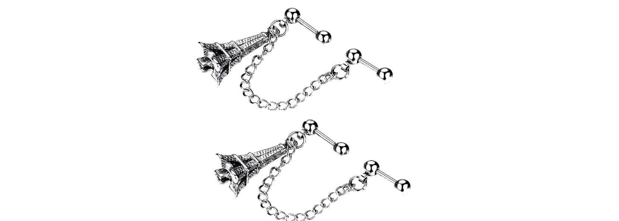 Double 18g Helix Barbell Eiffel Tower