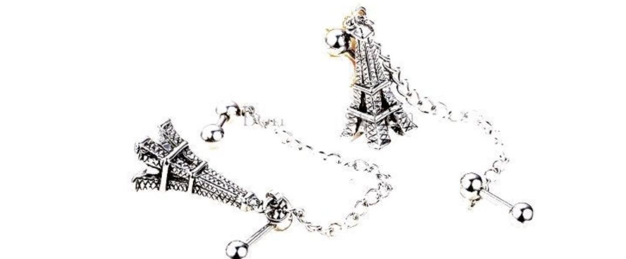 Double 18g Helix Barbell Eiffel Tower