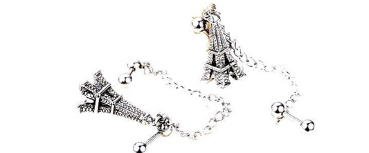 Double 18g Helix Barbell Eiffel Tower
