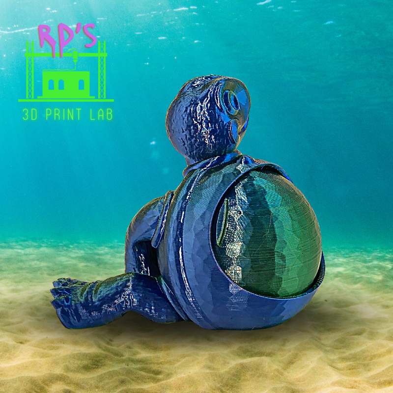HAPPY TURTLE (SHADES OF GREEN) 3D PRINT WITH SECRET COMPARTMENT