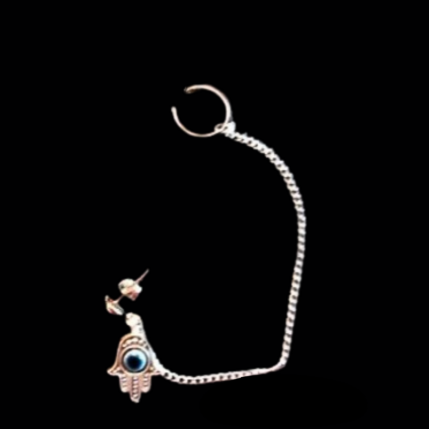 Eye of Horus Hamsa Hand Ear Cuff And Chain Earring