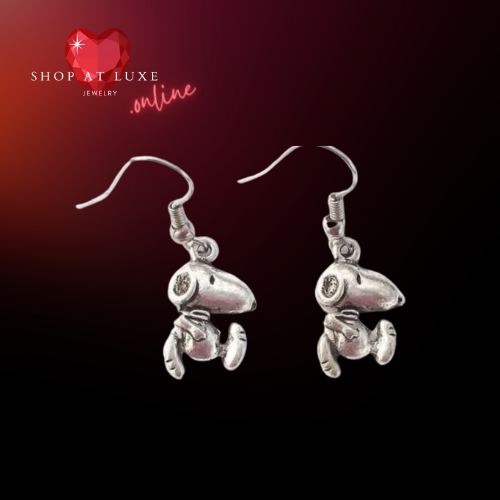 Keep On Movin' Silver Snoopy Earrings