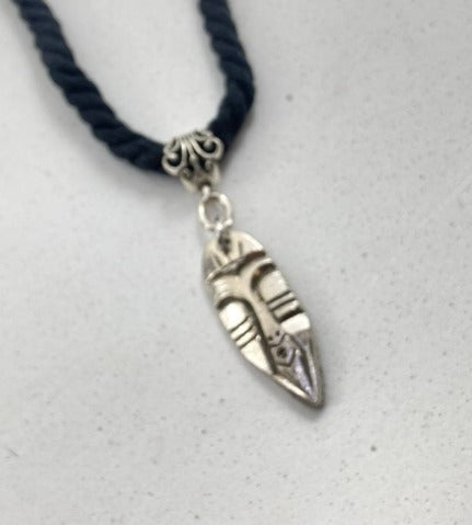 Kenyan Batik African Mask Twisted Textile Necklace