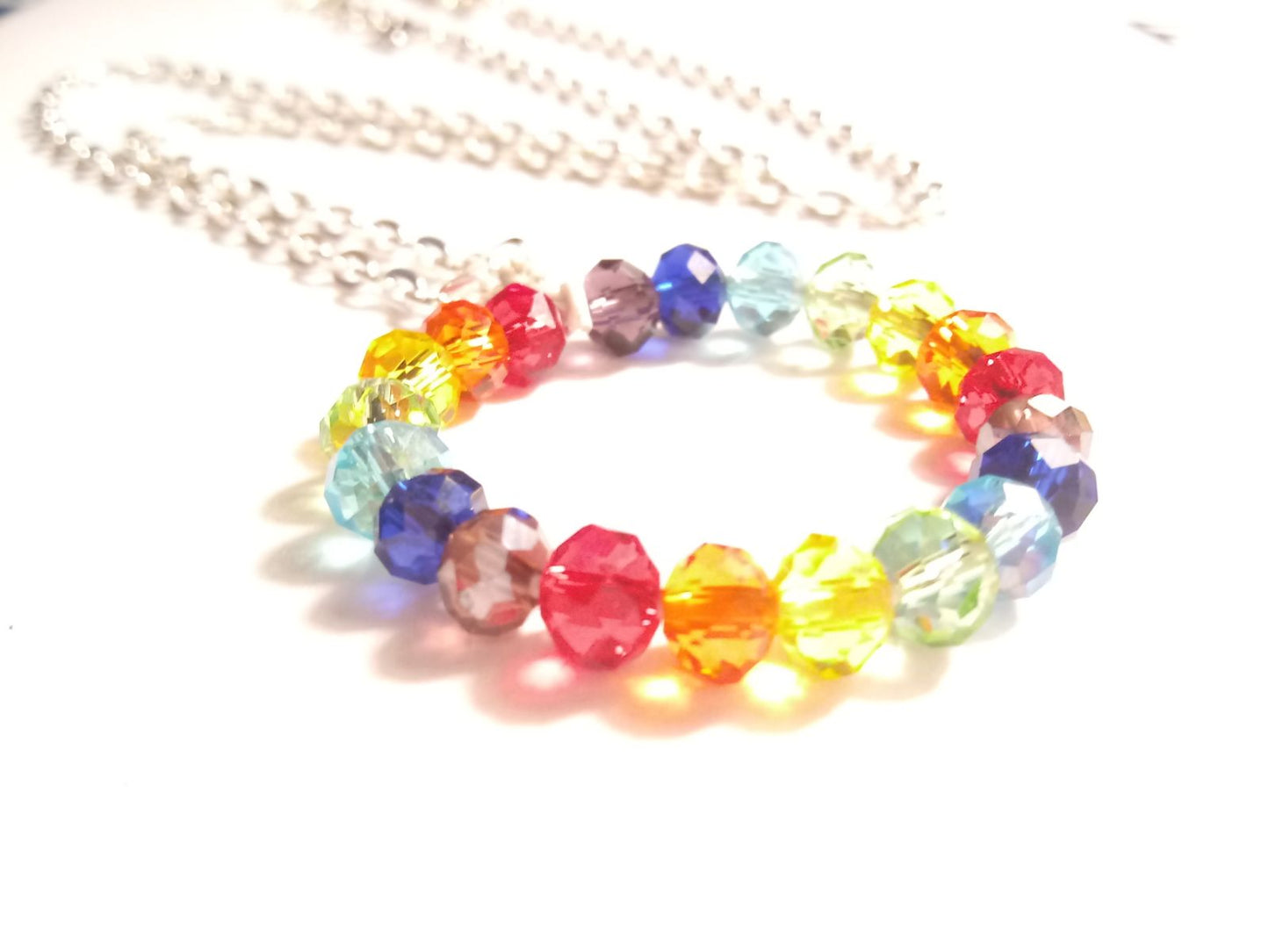Lesbian Pride Crystal Circle Necklace