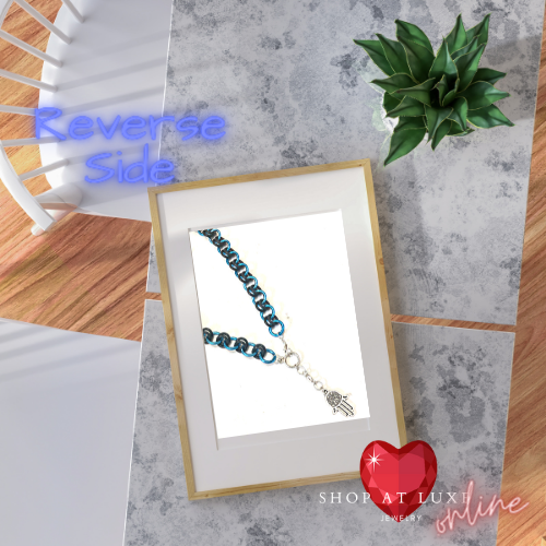 Blue Ohm Cabochon Chainmail Necklace