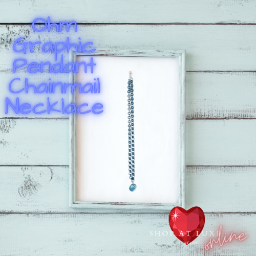 Blue Ohm Cabochon Chainmail Necklace
