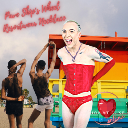 Pave Ship's Wheel Resort Wear Necklace