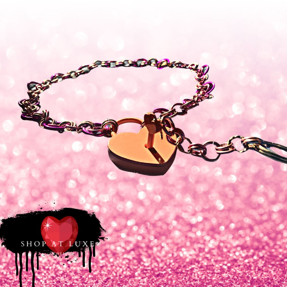 Pink Heart Lock Discreet Choker With Matching Keychain