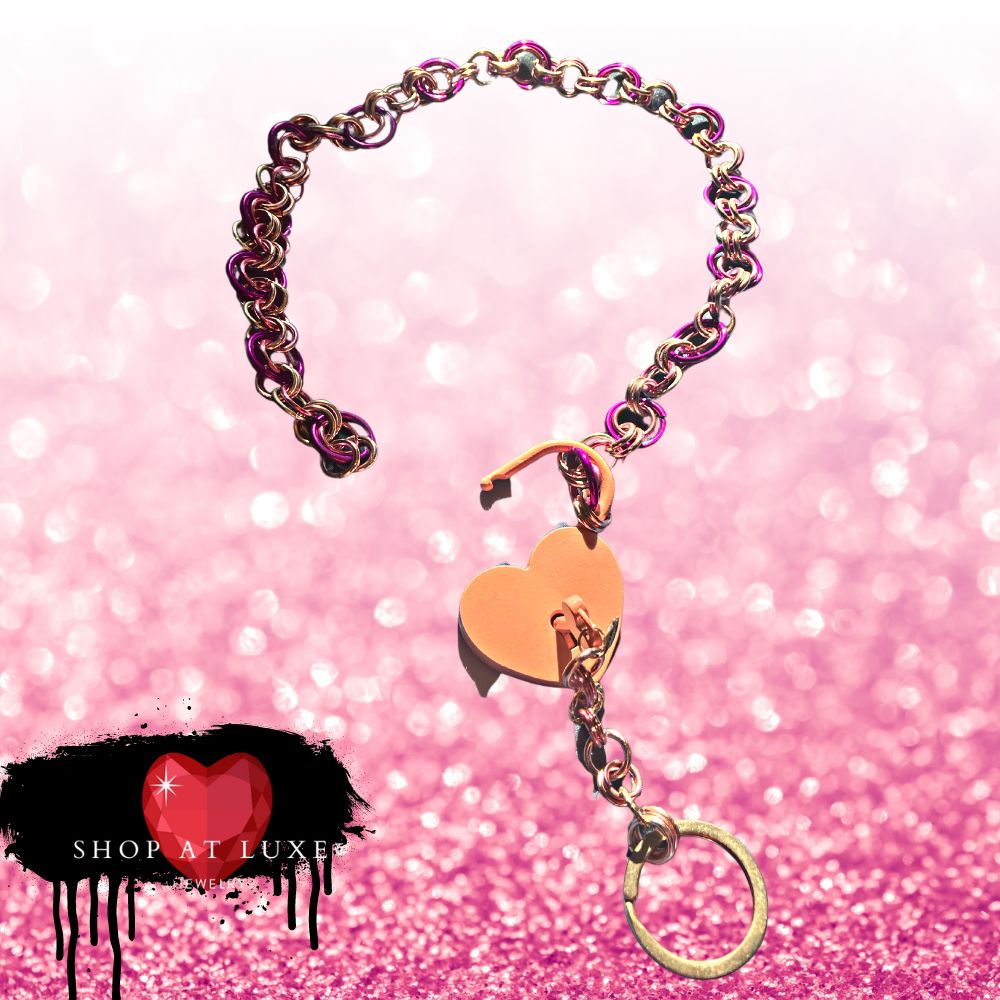 Pink Heart Lock Discreet Choker With Matching Keychain