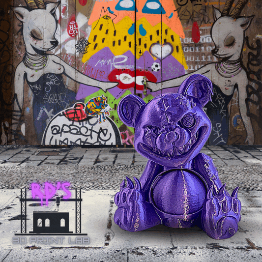 SCARE BEAR (PURPLE) WITH SECRET COMPARTMENT 3D PRINTED FIGURE