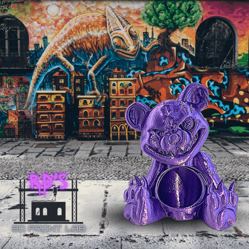 SCARE BEAR (PURPLE) WITH SECRET COMPARTMENT 3D PRINTED FIGURE