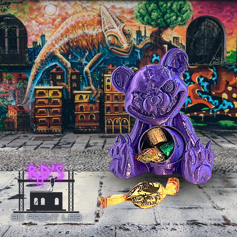 SCARE BEAR (PURPLE) WITH SECRET COMPARTMENT 3D PRINTED FIGURE