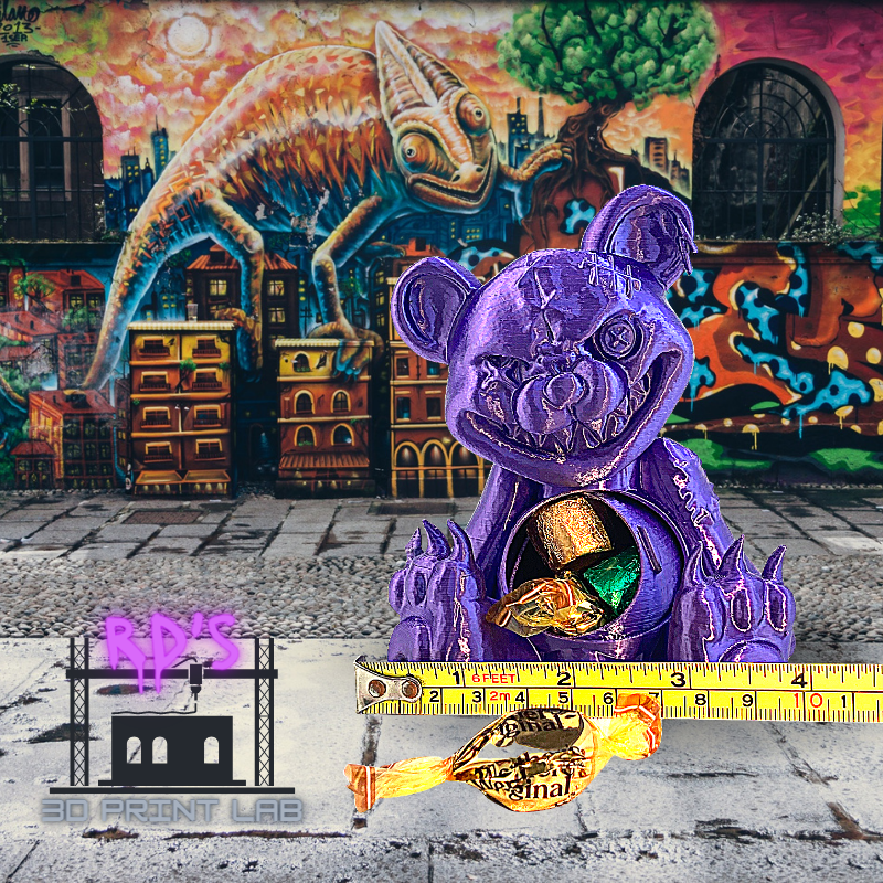 SCARE BEAR (PURPLE) WITH SECRET COMPARTMENT 3D PRINTED FIGURE
