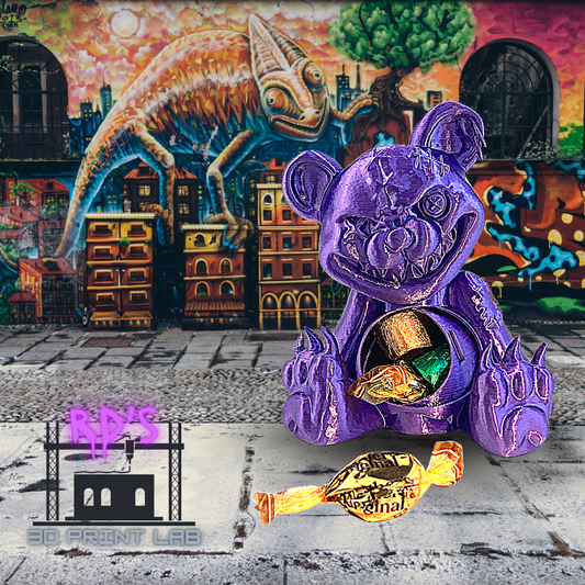 SCARE BEAR (PURPLE) WITH SECRET COMPARTMENT 3D PRINTED FIGURE