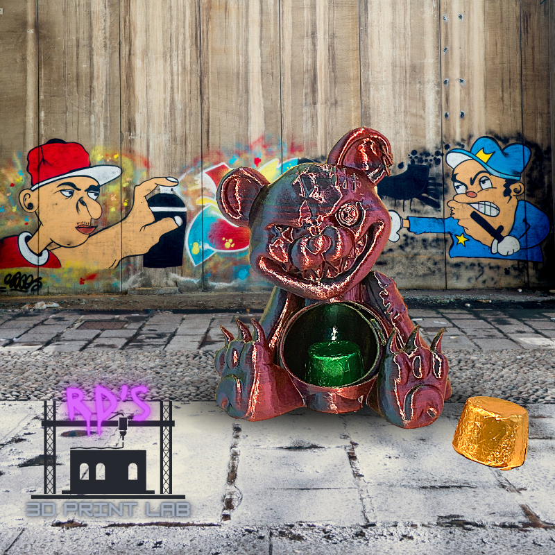 SCARE BEAR (PURPLE-BLUE) WITH SECRET COMPARTMENT 3D PRINTED FIGURE