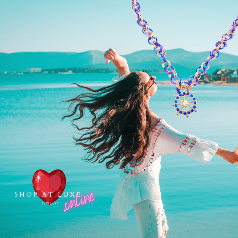 Pave Ship's Wheel Resort Wear Necklace