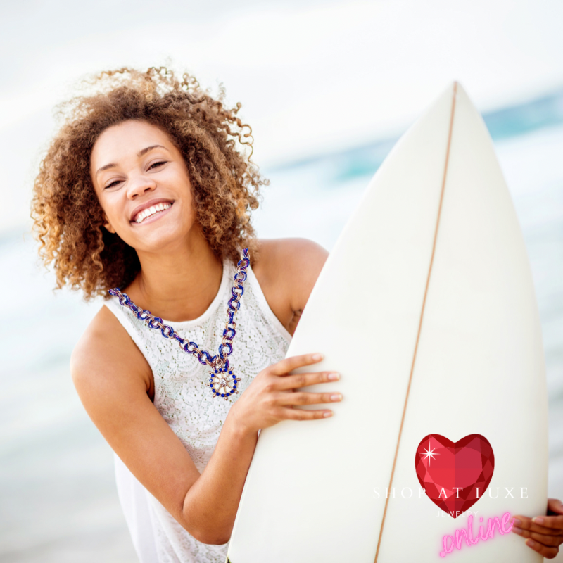 Pave Ship's Wheel Resort Wear Necklace