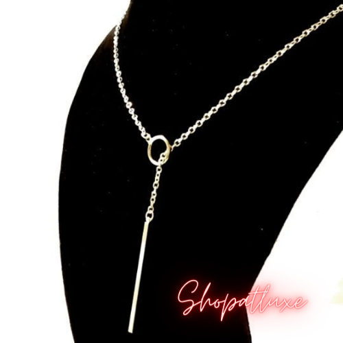Silver Bar Discreet Day Lariat Necklace