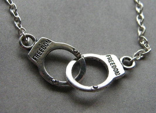 Silver Freedom Handcuffs Necklace