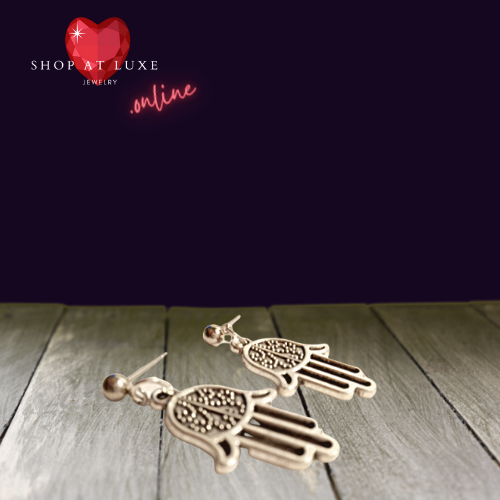 Silver Hamsa Hand Charm Earrings