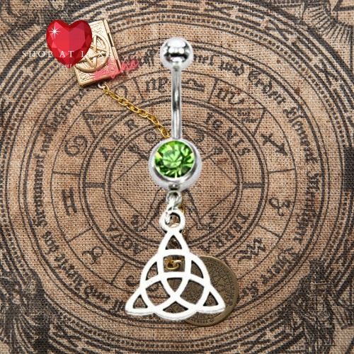 Silver Triquetra 14g Steel Belly Ring