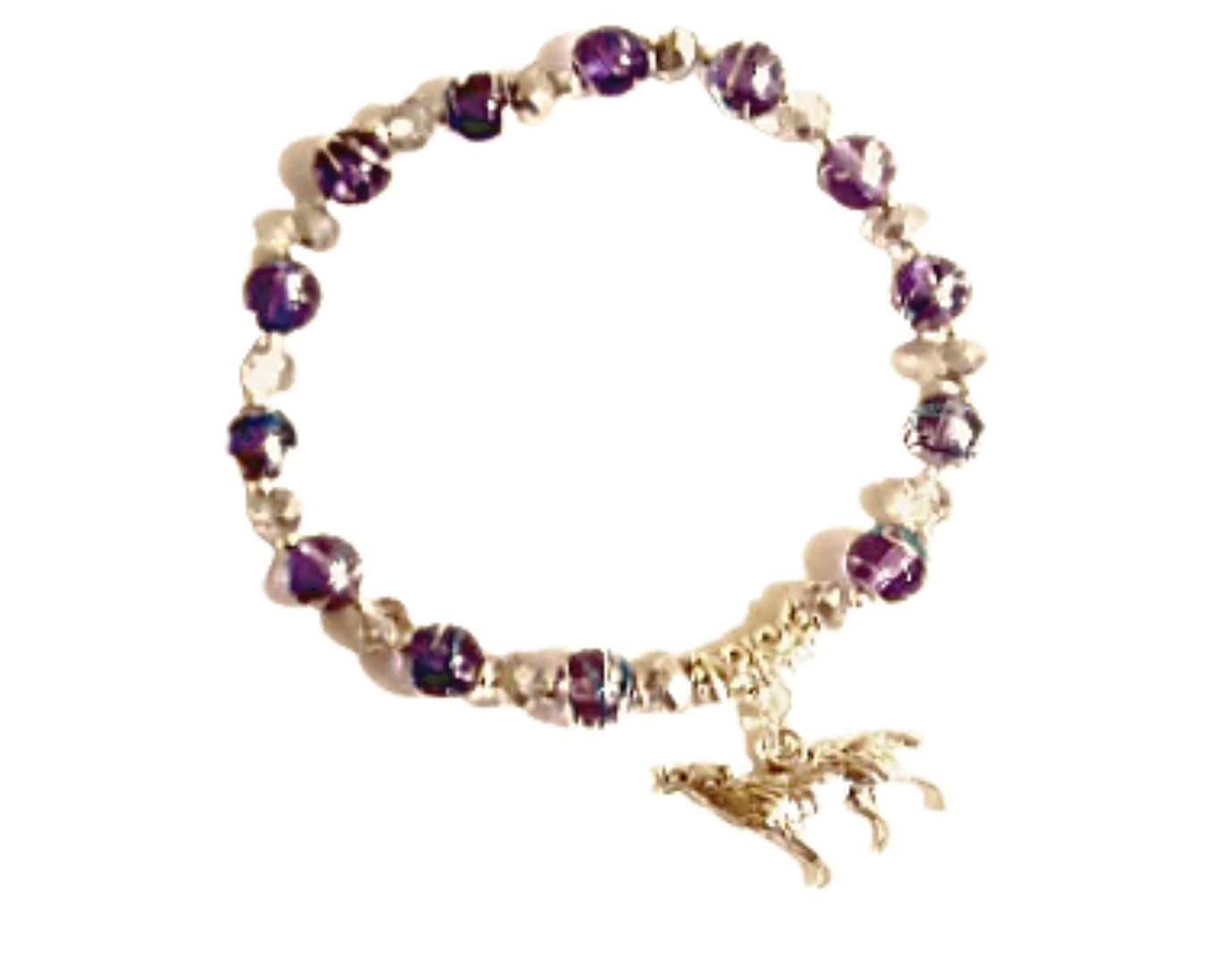 Silver Wolf Crystal And Glass Bracelet