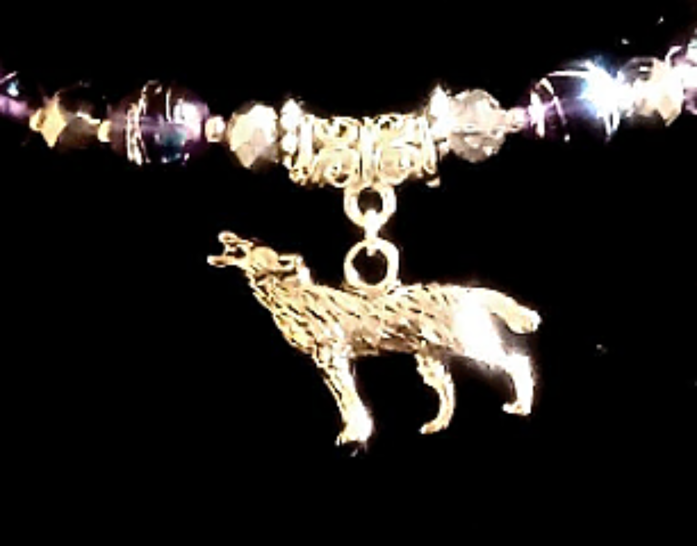 Silver Wolf Crystal And Glass Bracelet