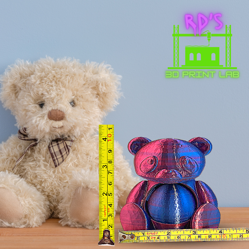 TEDDY BEAR WITH SECRET COMPARTMENT 3D PRINTED FIGURE (Blue-Purple)