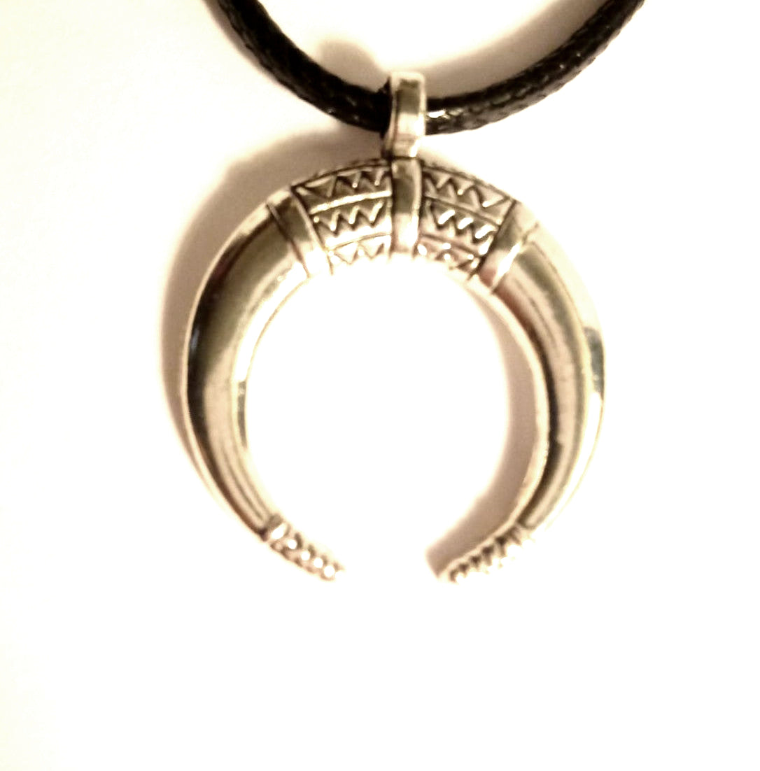 Viking Odin Horn Moon Leather Choker