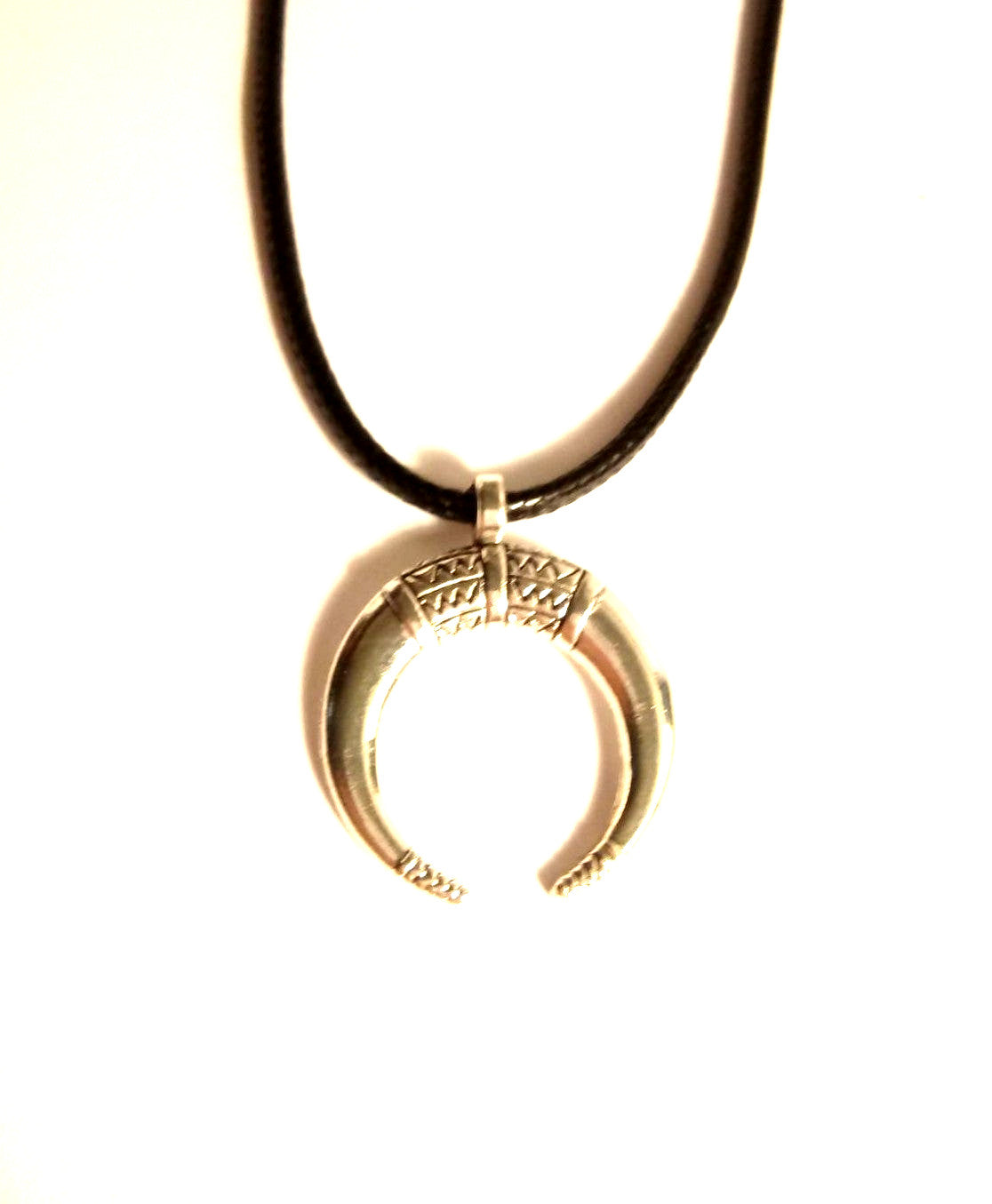 Viking Odin Horn Moon Leather Choker