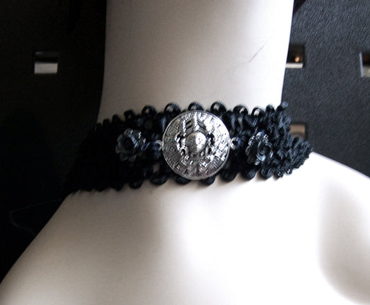 Viking Runes Sun Black Stretch Weave Choker