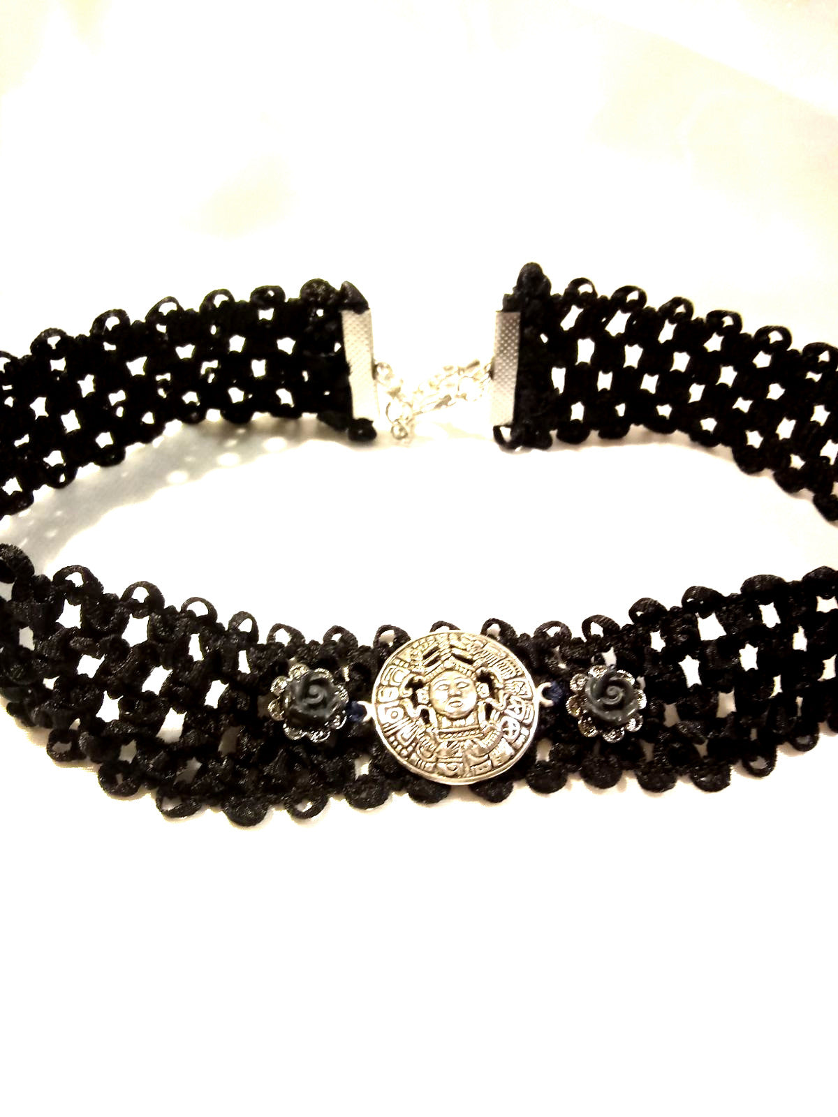 Viking Runes Sun Black Stretch Weave Choker